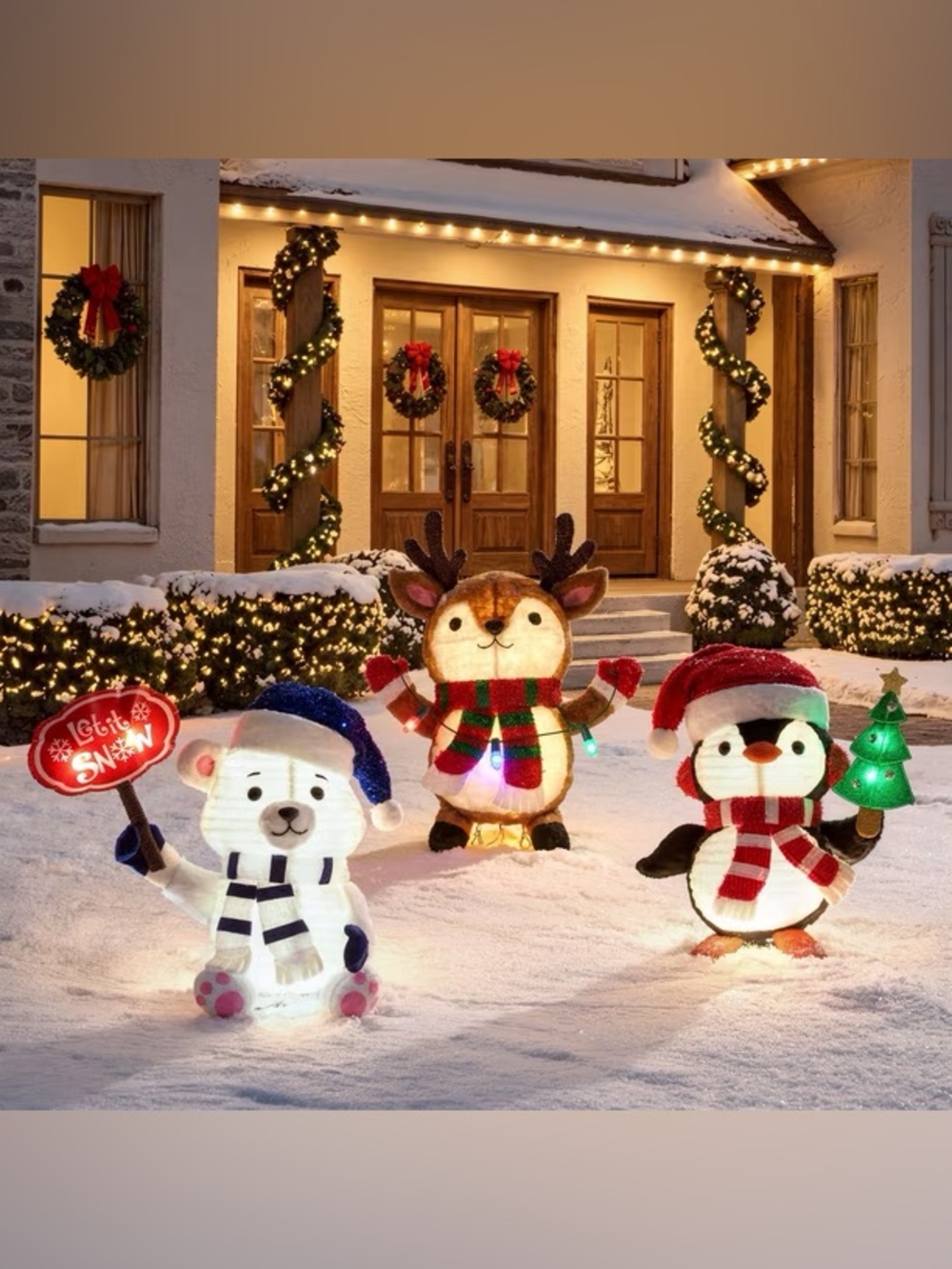 Pre-Lit Pop-Up Holiday Pals, Set of 3